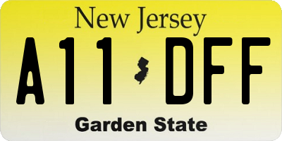 NJ license plate A11DFF