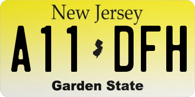 NJ license plate A11DFH
