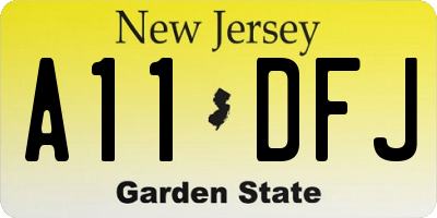 NJ license plate A11DFJ