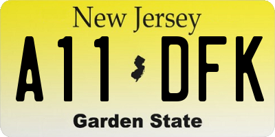 NJ license plate A11DFK
