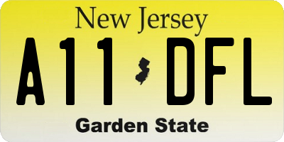 NJ license plate A11DFL
