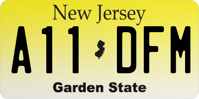 NJ license plate A11DFM