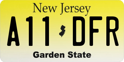 NJ license plate A11DFR