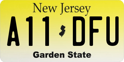 NJ license plate A11DFU