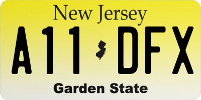 NJ license plate A11DFX