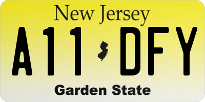 NJ license plate A11DFY