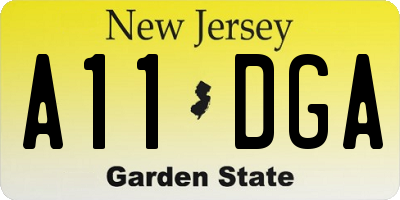 NJ license plate A11DGA