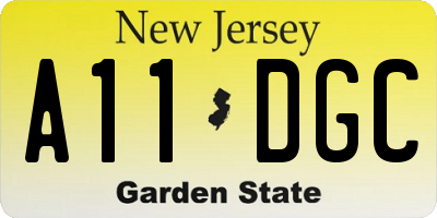 NJ license plate A11DGC