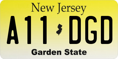 NJ license plate A11DGD