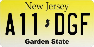 NJ license plate A11DGF