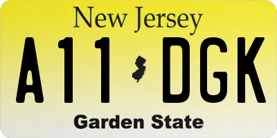 NJ license plate A11DGK