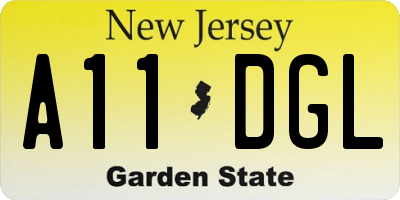 NJ license plate A11DGL