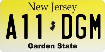 NJ license plate A11DGM
