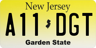 NJ license plate A11DGT