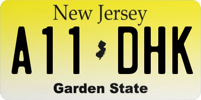 NJ license plate A11DHK