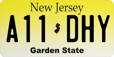 NJ license plate A11DHY