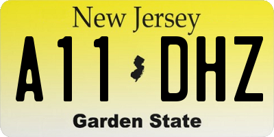 NJ license plate A11DHZ