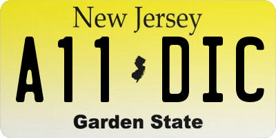 NJ license plate A11DIC