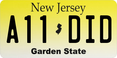 NJ license plate A11DID