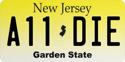 NJ license plate A11DIE