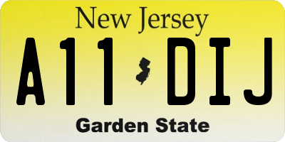 NJ license plate A11DIJ