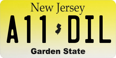 NJ license plate A11DIL