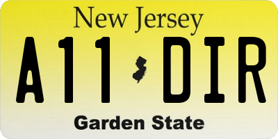 NJ license plate A11DIR