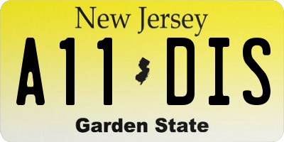 NJ license plate A11DIS