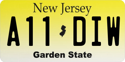 NJ license plate A11DIW