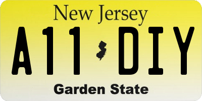 NJ license plate A11DIY