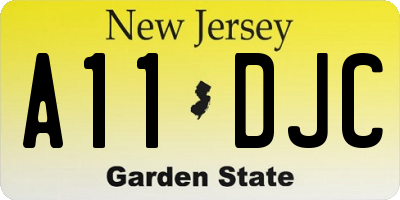 NJ license plate A11DJC