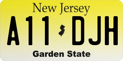 NJ license plate A11DJH