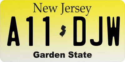 NJ license plate A11DJW