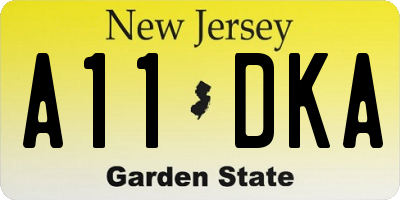 NJ license plate A11DKA