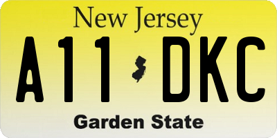 NJ license plate A11DKC
