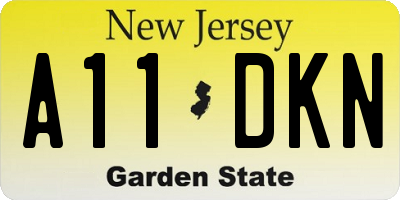 NJ license plate A11DKN
