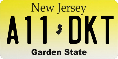 NJ license plate A11DKT