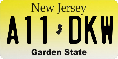 NJ license plate A11DKW