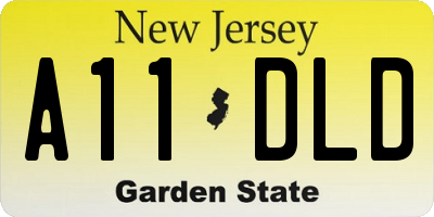 NJ license plate A11DLD