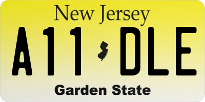 NJ license plate A11DLE