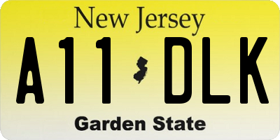 NJ license plate A11DLK