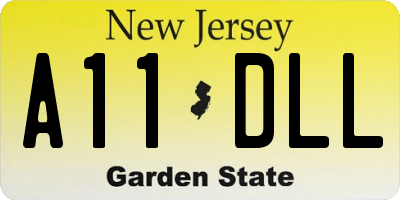 NJ license plate A11DLL