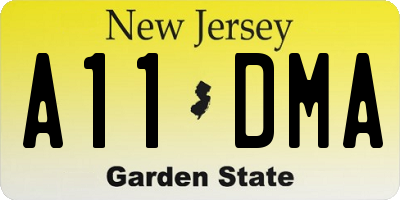 NJ license plate A11DMA