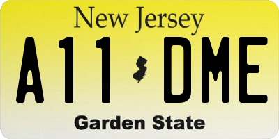 NJ license plate A11DME