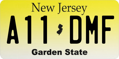 NJ license plate A11DMF