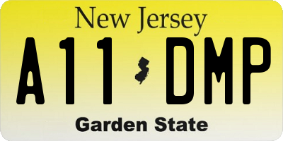 NJ license plate A11DMP