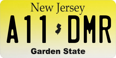 NJ license plate A11DMR