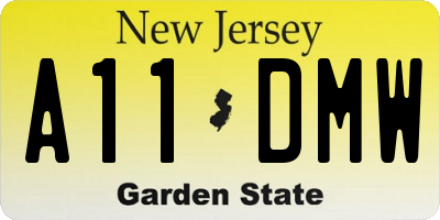 NJ license plate A11DMW