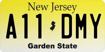 NJ license plate A11DMY