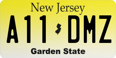 NJ license plate A11DMZ